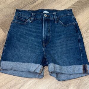 OLD NAVY hot 7in denim shorts size 0 long length blue classic minimalist pockets
